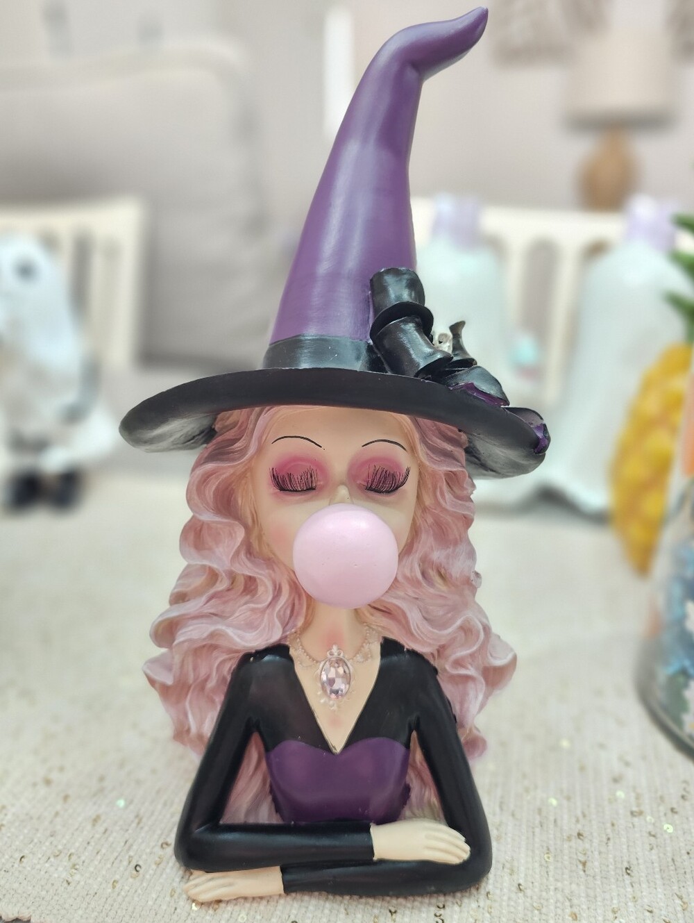 Brand New! Halloween Pink Hair Eyelash Witch Blowing Bubble